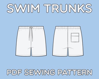 Swim Trunks PDF Sewing Pattern Sizes XS / S / M / L / XL