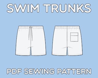Swim Trunks PDF Sewing Pattern Sizes XS / S / M / L / XL