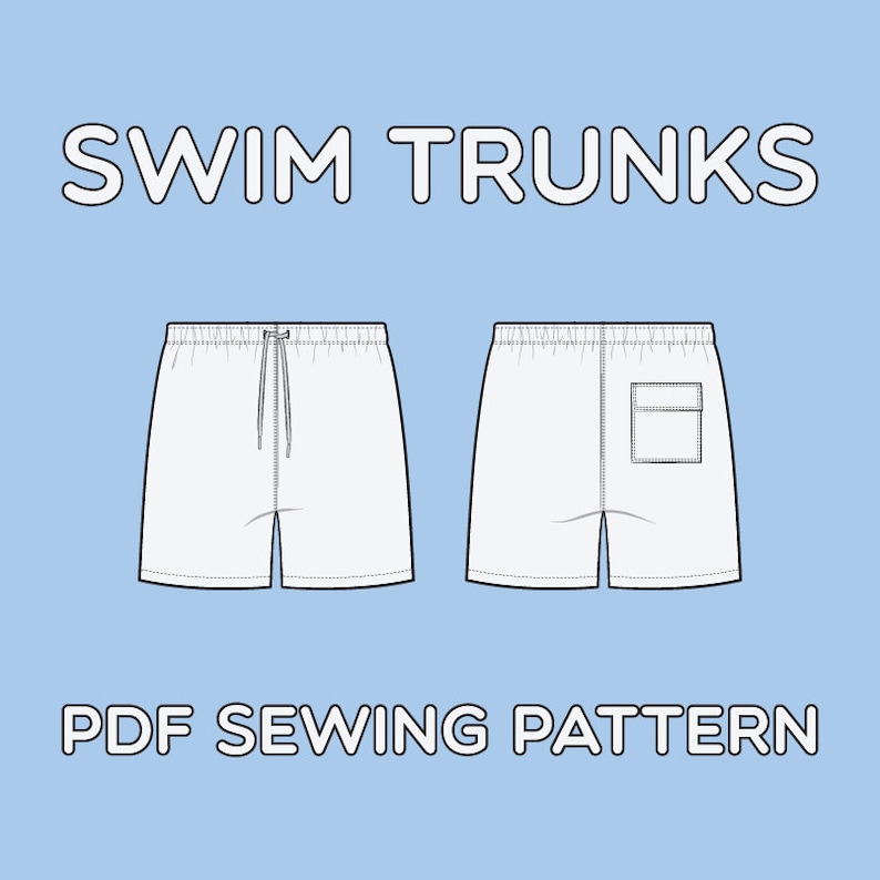 Swim Trunks PDF Sewing Pattern Sizes XS / S / M / L / XL image 1