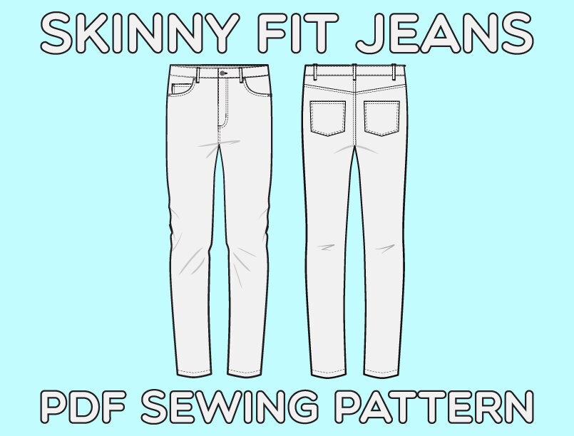 Skinny Fit 5 Pocket Jeans PDF Sewing Pattern Sizes 28 / 29 / | Etsy