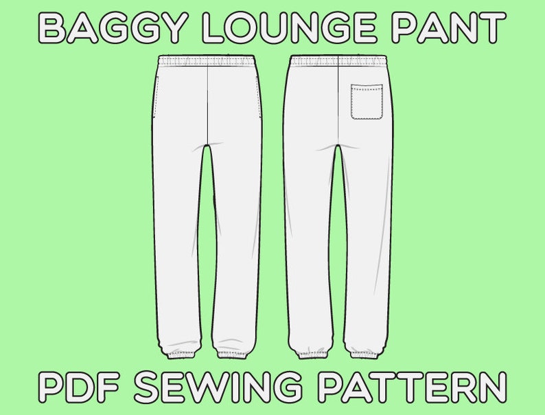 Baggy Cut Lounge Pants PDF Sewing Pattern Sizes XS / S / M / L Etsy