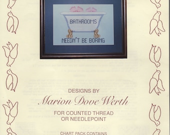 Bathrooms Needn't Be Boring Cross Stitch Pattern by Marion Dove Werth