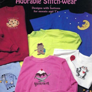 Urocze wzory do szycia z guzikami do bluz i koszulek. Broszura do haftu krzyżykowego autorstwa Barbary Alexander – Sew Fine Presents Ulotka 19