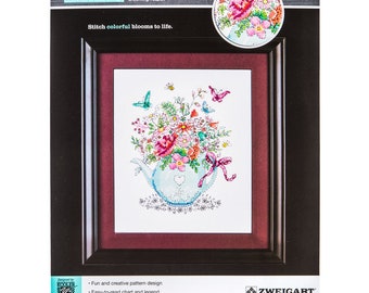 Blooming Teapot Cross Stitch Kit Designed by Kooler Design Studio -- Zweigart -- Artiste -- 1576750 -- **Stock Photo**