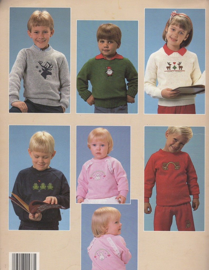 Kid's Sweats and Sweaters In Cross Stitch Book by Anne Van Wagner Young Leisure Arts Leaflet 433 image 2