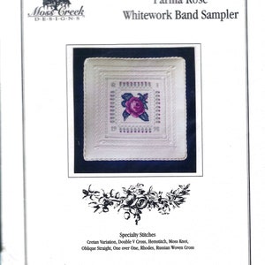 Moss Creek Parma Rose Whitework Band Sampler Cross Stitch Kit by Rae Iverson - No. 109