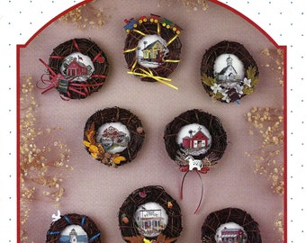 Americana Mini Wreaths "Designs for Vines" Cross Stitch Book by Bette Ashley Designs - Leaflet 12
