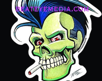 Pizz, STICKER, TATTOO, sticker, MONSTER, monsters, demon, comic art, comic, punk, punk rock, schedel, schedels, greaser, rockabilly, hot rod, rat fink, ed roth