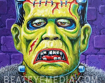 Xno,FRANKENSTEIN,Halloween,ORIGINELE KUNST,monster,monsters,karloff,Horror,stripkunst,stripboek,stripboek,lugosi,vampier,dracula,tattoo,tekenfilm,kunst