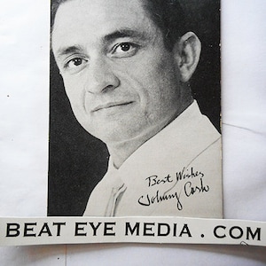 JOHNNY CASH, cartão Mutoscópio, Vinatge, pôster de concerto, fora da lei, cartão de arcade, música, música country, rockabilly, Nashville, tatuagem, tatuagens, cartão postal, Nelson