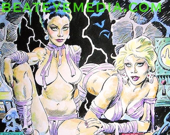 Mike Hoffman,Original Art,vampire,dracula,MONSTER,monsters,elvira,Pin up,comic art,comic,comic book,HORROR,HALLOWEEN,frankenstein,tattoo,art