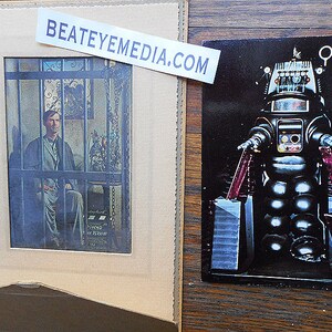 Psycho,Robby le robot,Carte postale,Hitchcock,Robots,Affiche de film,Halloween,monstres,SCIFI,HORREUR,bande dessinée,Science Fiction,Musée de cire