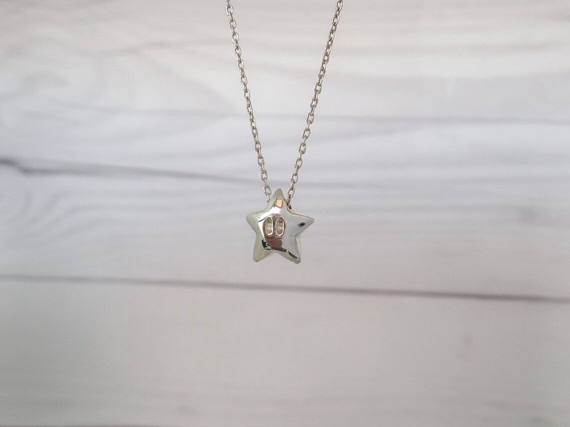 Sterling silver Mario star pendant necklace Star pendant Etsy