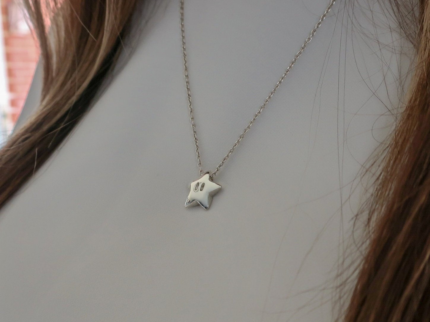 Sterling silver Mario star pendant necklace - Star pendant