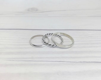 Sterling silver stacking ring set - Minimalist rings - Silver stacking rings - Stackable rings - Thin stacking rings - Ring set - Ring stack