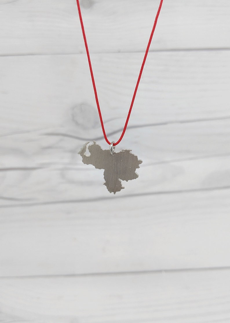 Sterling silver state country necklace State pendant State charm State pendant necklace State jewelry Personalized jewelry Red cord