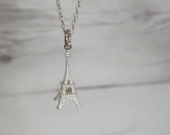 Sterling silver Eiffel tower necklace - Eiffel tower charm - Eiffel tower pendant - Sterling silver Eiffel tower necklace - Paris charm