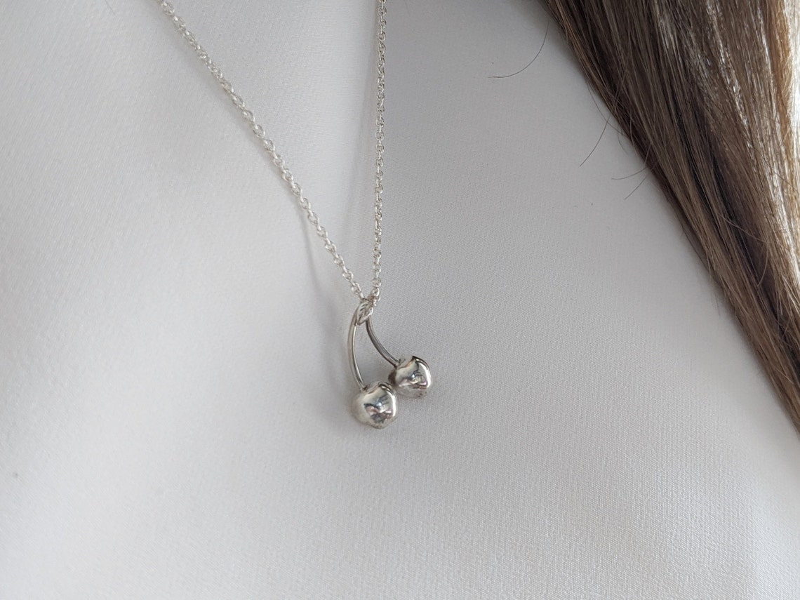 Sterling silver cherry necklace Cherry pendant necklace Etsy