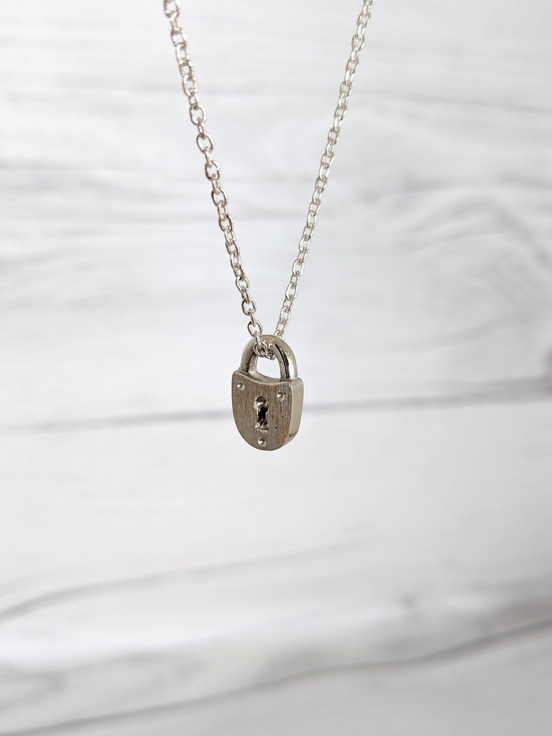 Sterling Silver Solid Lock Necklace Silver Lock Pendant Sterling Silver