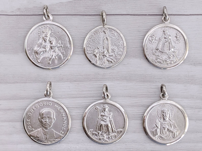 Sterling Silver Religious Medals Virgen Del Carmen Sacred Etsy