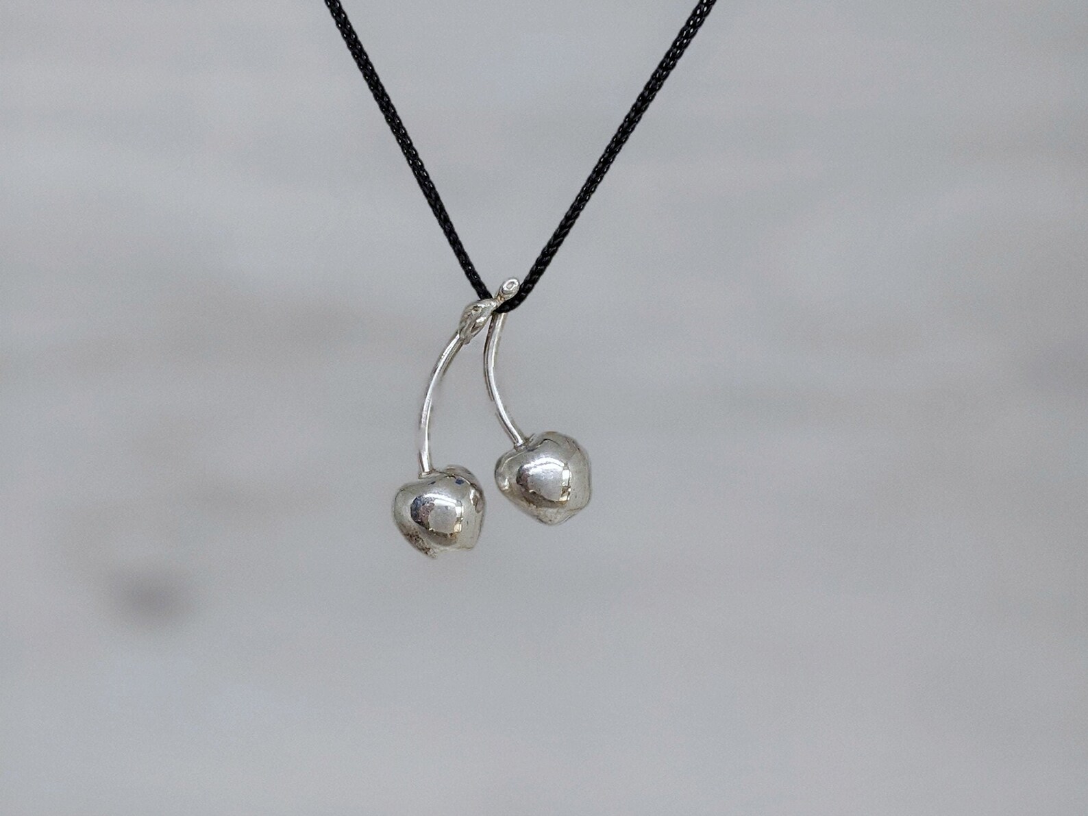 Sterling Silver Cherry Necklace Cherry Pendant Necklace Etsy