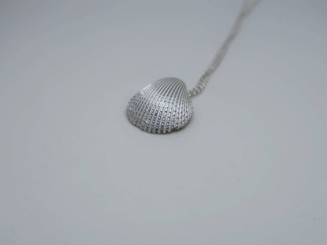 Sterling Silver Sea Shell Necklace - Clam Shell Necklace - Seashell ...