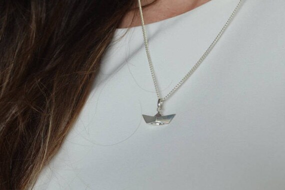 origami boat necklace