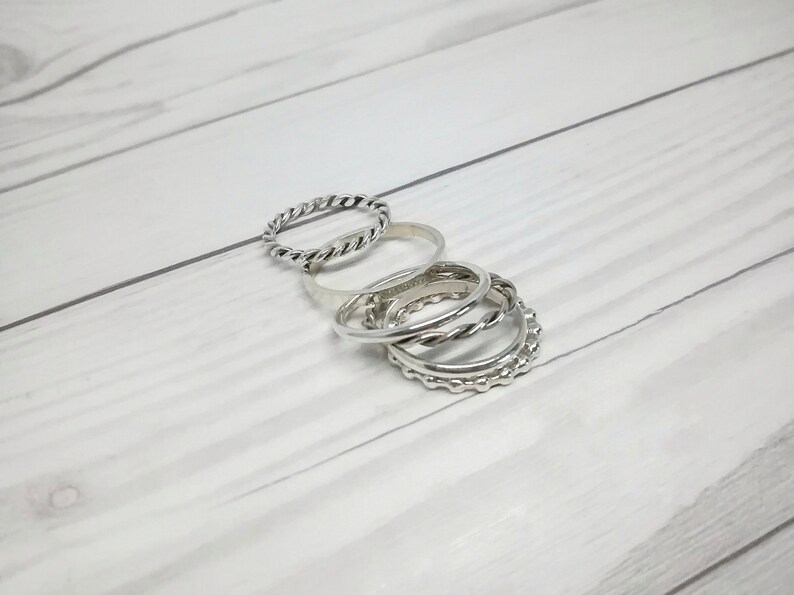 Sterling silver stacking ring set Minimalist rings Silver | Etsy