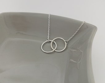 Sterling silver eternity necklace - Sterling silver infinity necklace - Double circle pendant - Friendship necklace