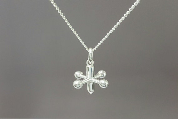 Sterling Silver Toy Jacks Charm - Jacks Game Pendant - Solid Sterling Silver Toy Jacks Charm - Jacks Game Pendant - Solid