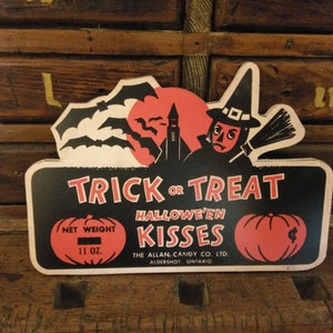 Retro Trick or Treat Halloween Kisses Wood Cutout