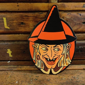 Retro Halloween Scary Witch Oval Wood Cutout