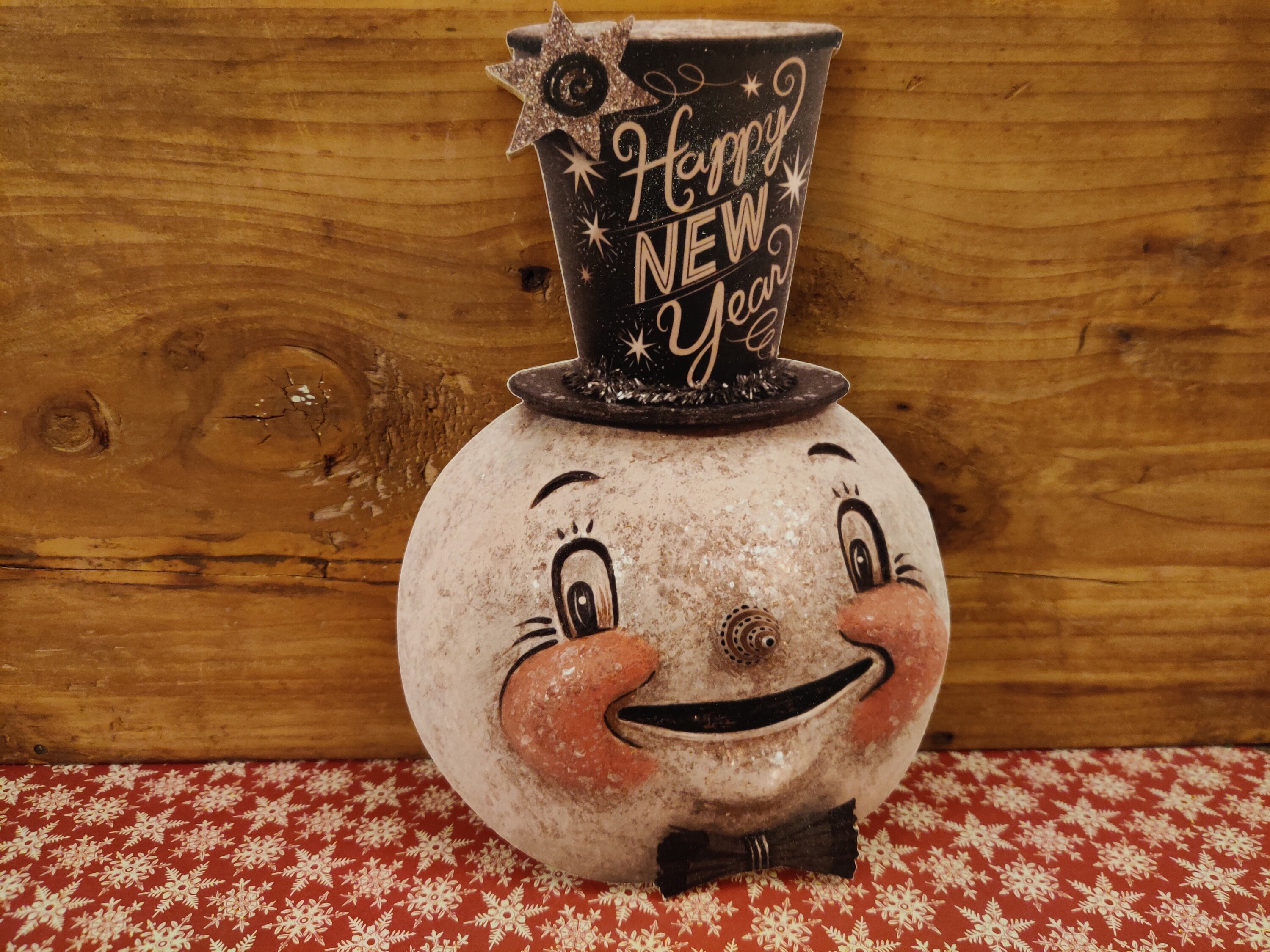 Johanna Parker "Happy New Year" Snowman Wood Cutout Winter …