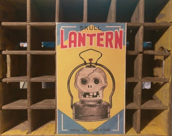 Retro Halloween Skull Lantern Wood Decor