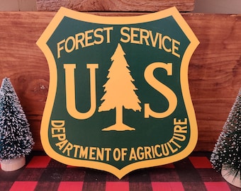U.S. Forest Service Wood Shield Sign Department of Agriculture