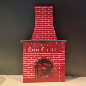 Christmas Cardboard Fireplace Replica Wood Cutout