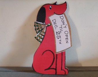 Red Christmas Dog Wood Cutout
