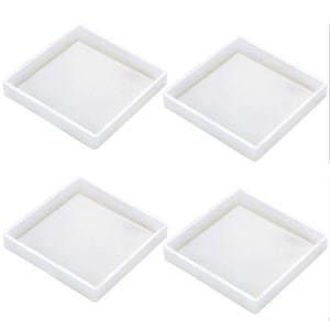 Square 4 piece silicone resin coaster set