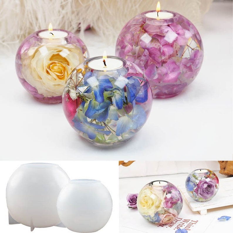 Sphere Tealight Holder Silicone Resin Votive Candle Mold Etsy