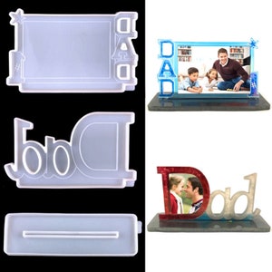 Marco de fotos con molde de resina de silicona de dos piezas para papá