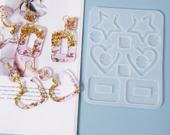 Multi Earring Heart Star Silicone Resin Mold, jewelry