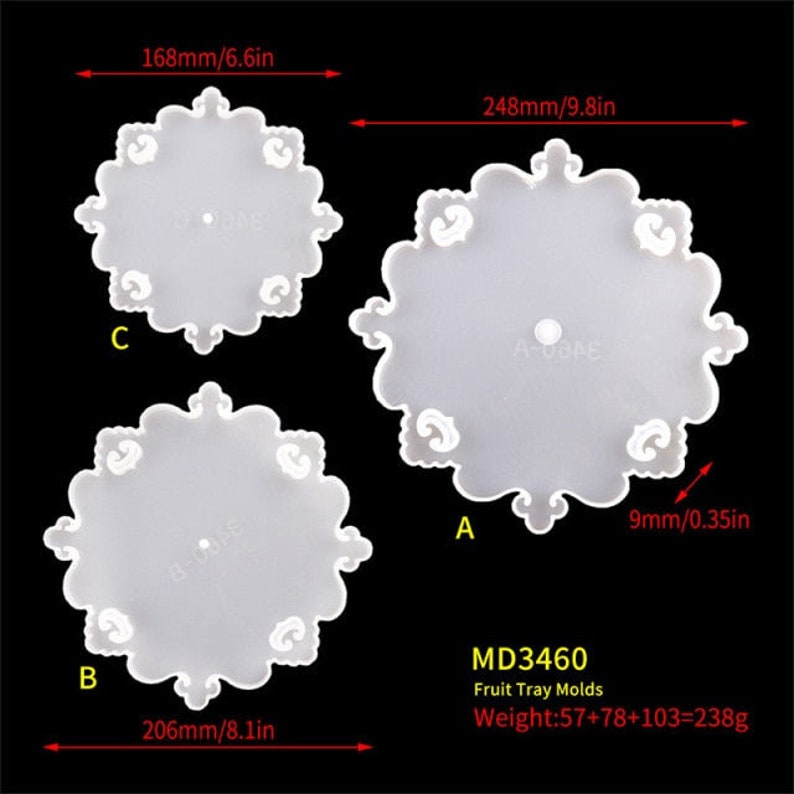 Detailed Three Tier Resin Cake Stand Tray Mold