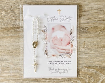 Favor Cards with Baby Picture and Rosaries / Mini Rosary / Baptism Favor / First Holy Communion Favor / Personalized Favor / Baby Picture