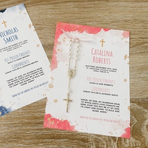 Baptism Favor Cards with Rosaries / Mini Rosary / Baptism Favor / Personalized Favor / Gold