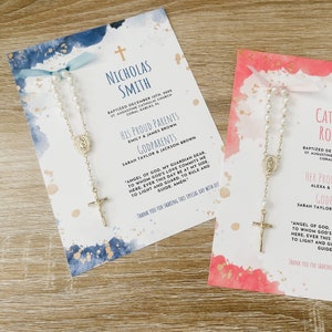 Baptism Favor Cards with Rosaries / Mini Rosary / Baptism Favor / Personalized Favor / Gold