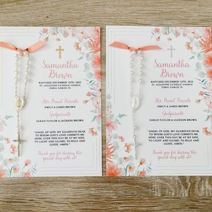 Baptism Favor Cards with Rosaries / Mini Rosary / Baptism Favor / Personalized Favor / Silver