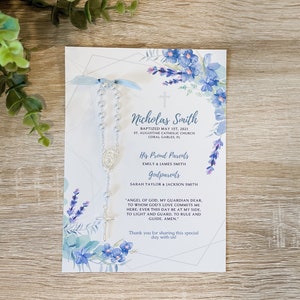 Baptism Favor Cards with Rosaries / Mini Rosary / Baptism Favor / Personalized Favor / Silver