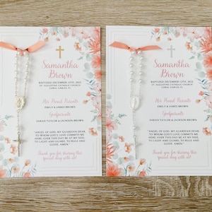 Baptism Favor Cards with Rosaries / Mini Rosary / Baptism Favor / Personalized Favor / Gold