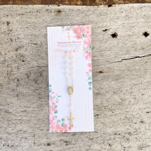 Baptism Favor Cards with Rosaries / Mini Rosary / Baptism Favor / Personalized Favor / Gold