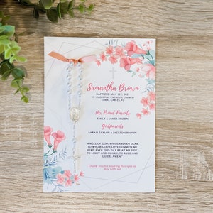 Baptism Favor Cards with Rosaries / Mini Rosary / Baptism Favor / Personalized Favor / Silver